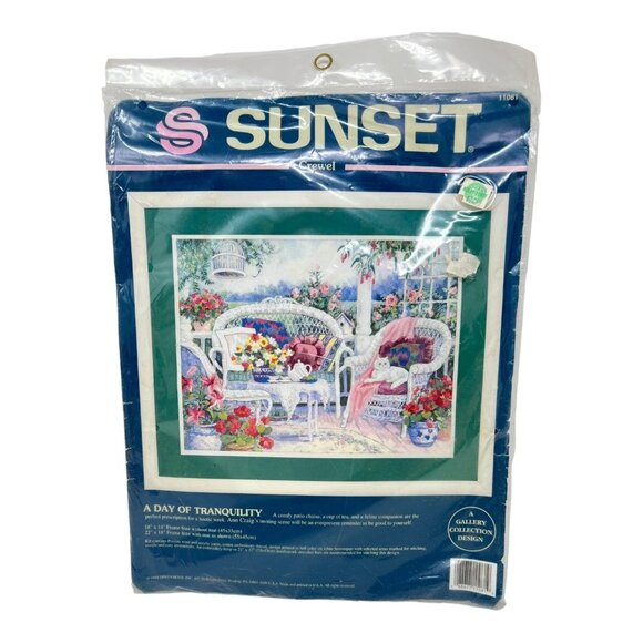 Kit Point De Croix Sunset 'Garden Gate' - N°13692, Thème Fleurs, Fabriqué En France